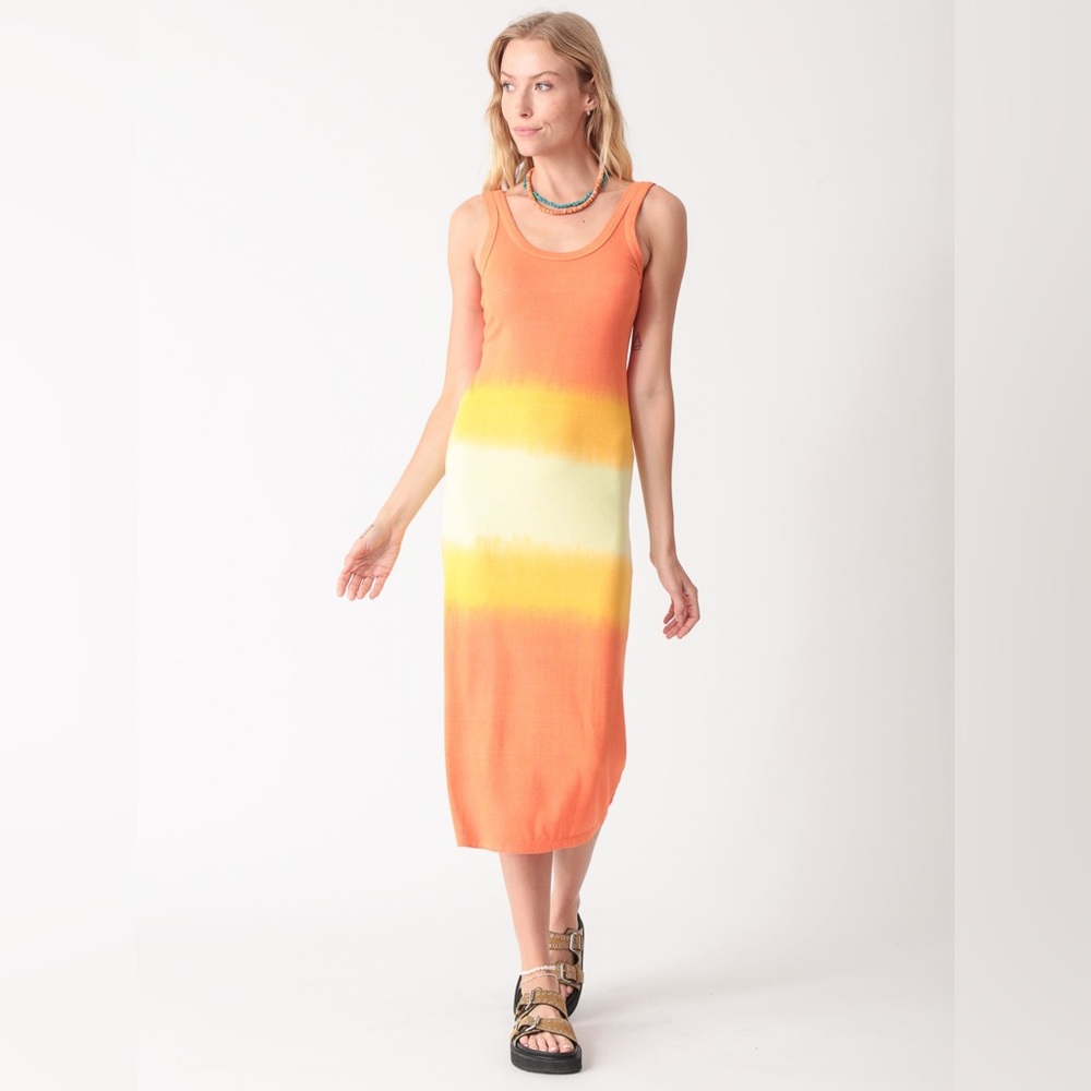 Electric & Rose Orange and Yellow Midi Dress